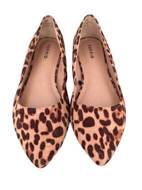 Torrid Leopard Print Pointed Toe Flats Size 10W  Slip-On Shoe